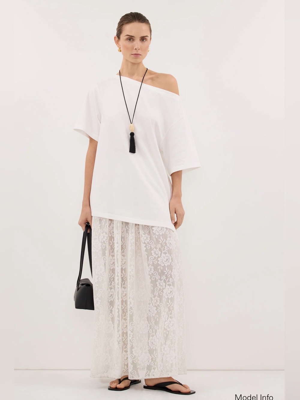 Dissh Esme white asym boat neck tee